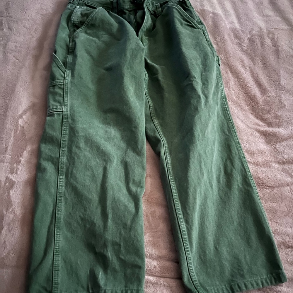 Vans Green Drill Chore Carpenter Pants Size 33 Loose fit